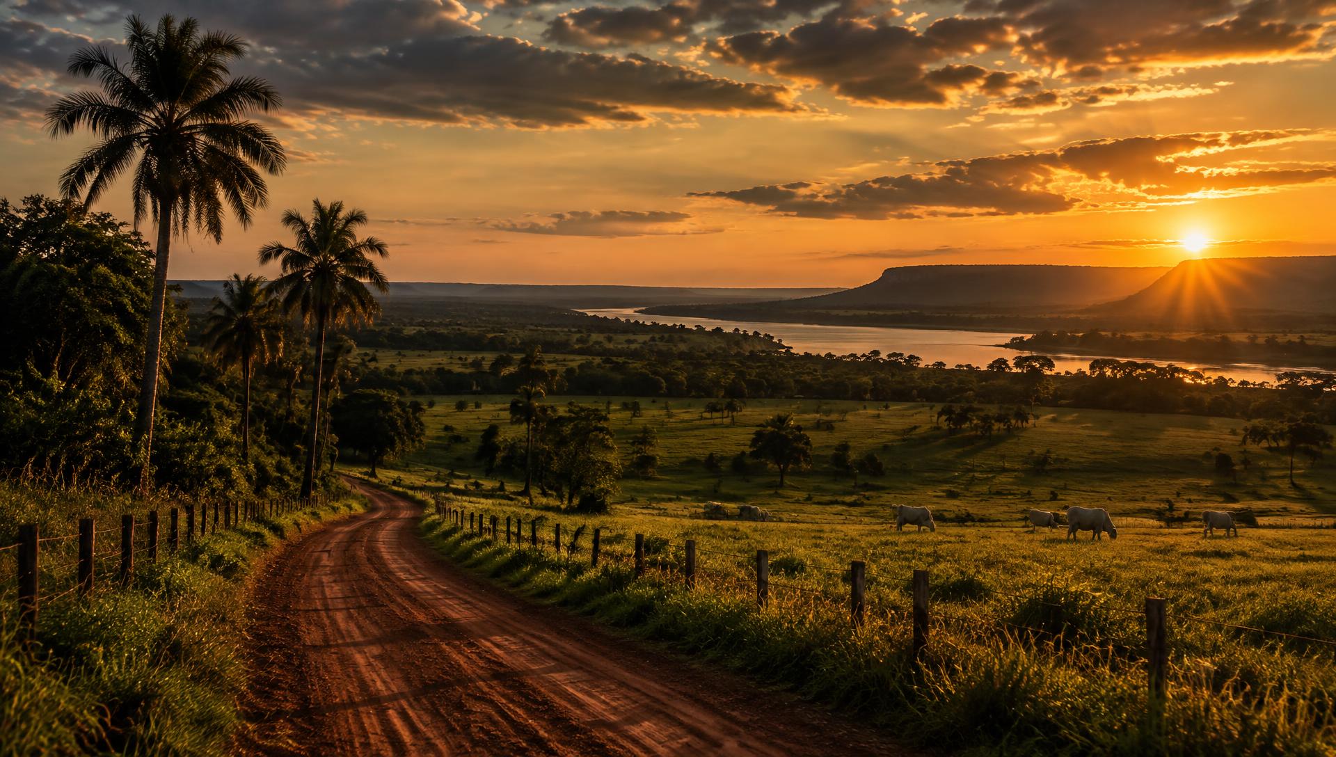 Campo paraguayo al atardecer